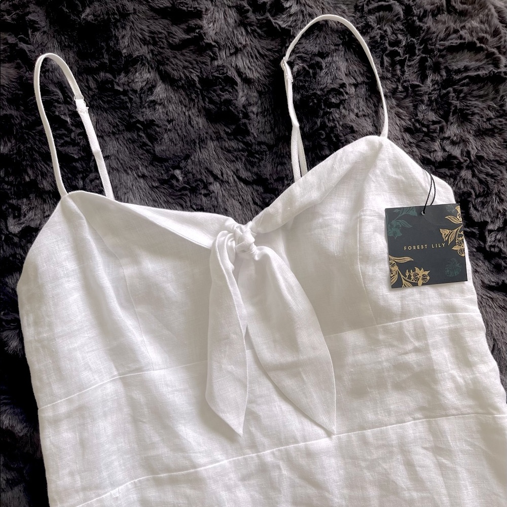 Forest Lily 100% Linen White Dress, size 8